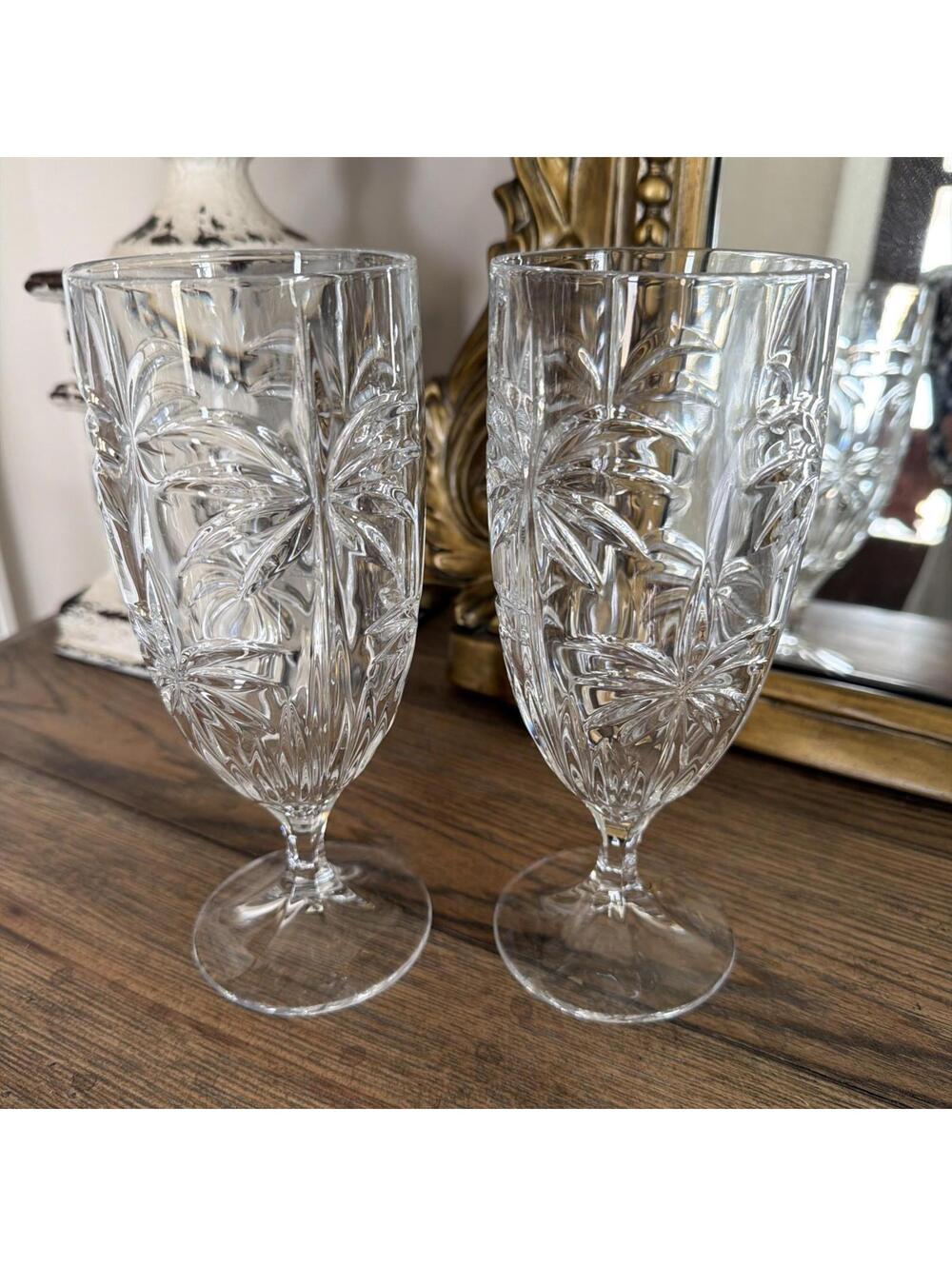 Shannon Godinger South Beach Palm 7 7/8" Iced Tea Glass Stems – Set of 2